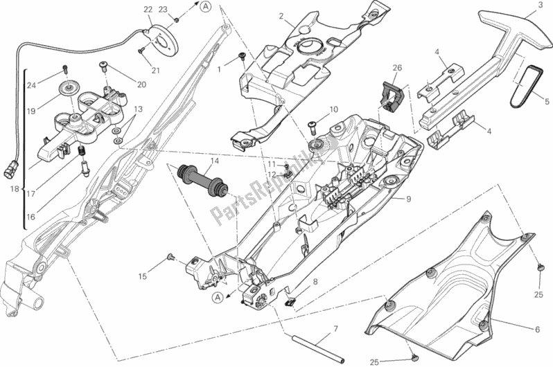 Todas as partes de Quadro Traseiro Comp. Do Ducati Diavel Titanium USA 1200 2015